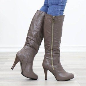 Knee High Heel Boots Synthetic Leather